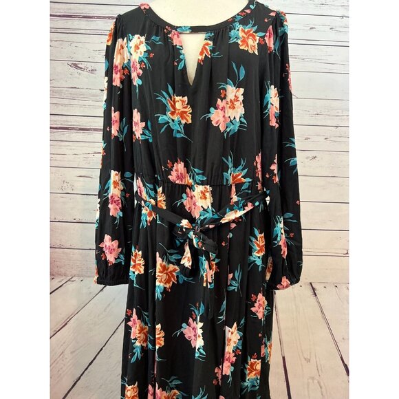 Torrid Mini Challis Floral Print Plus Size 1X  High Low Shirt Dress Tie Waist - Picture 10 of 13
